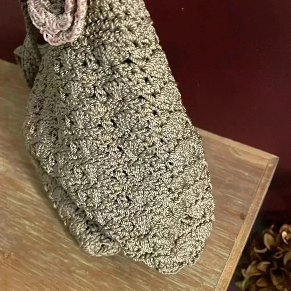 Croft & Borrow Crocheted Knit Light Brown Shoulder Bag - Picture 9 of 10